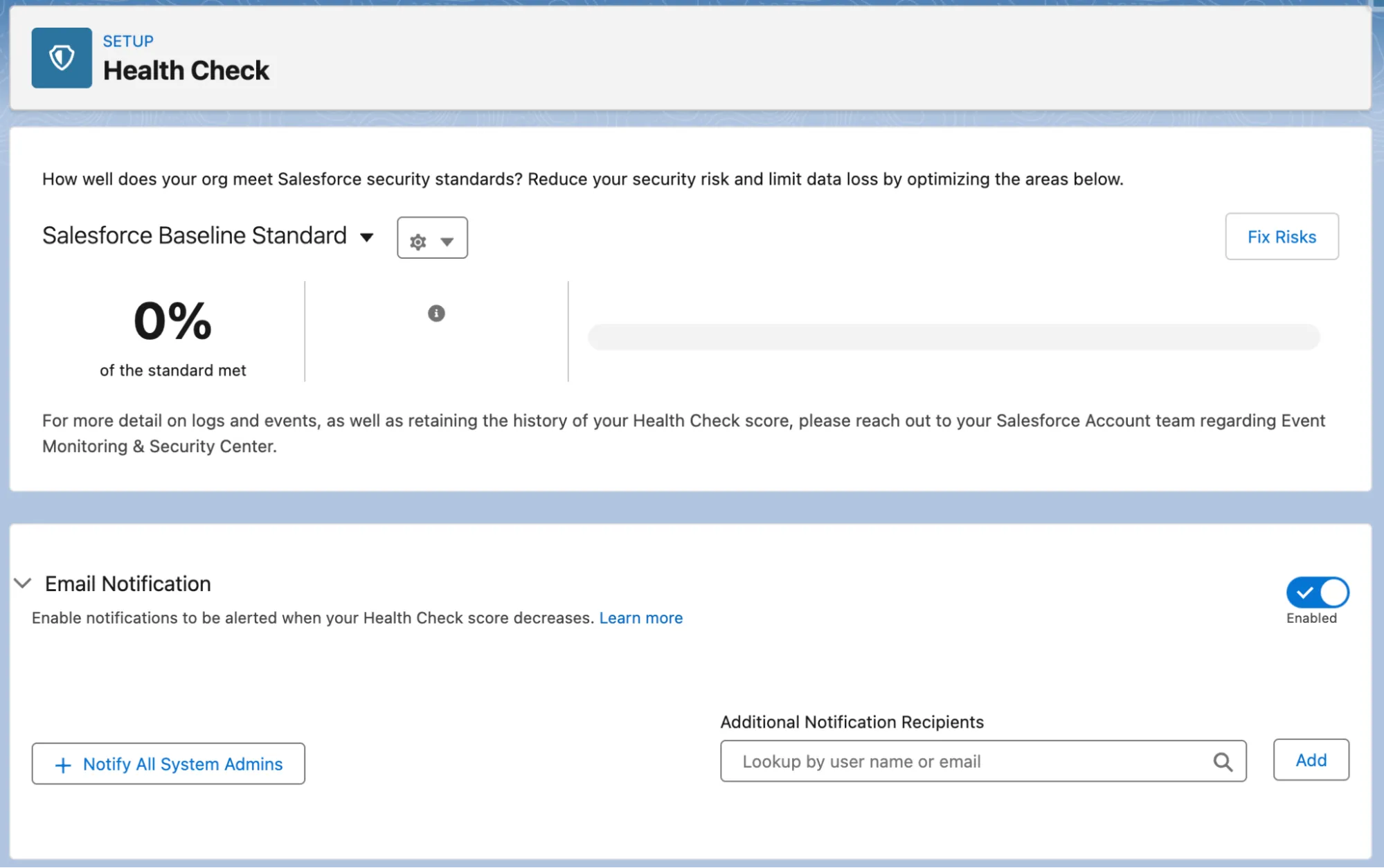 Salesforce screenshot: Deeper security visibility in Health Check