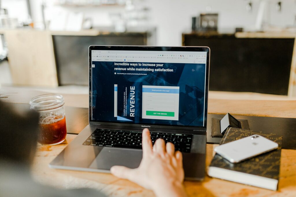 Signing up for a subscription on a laptop