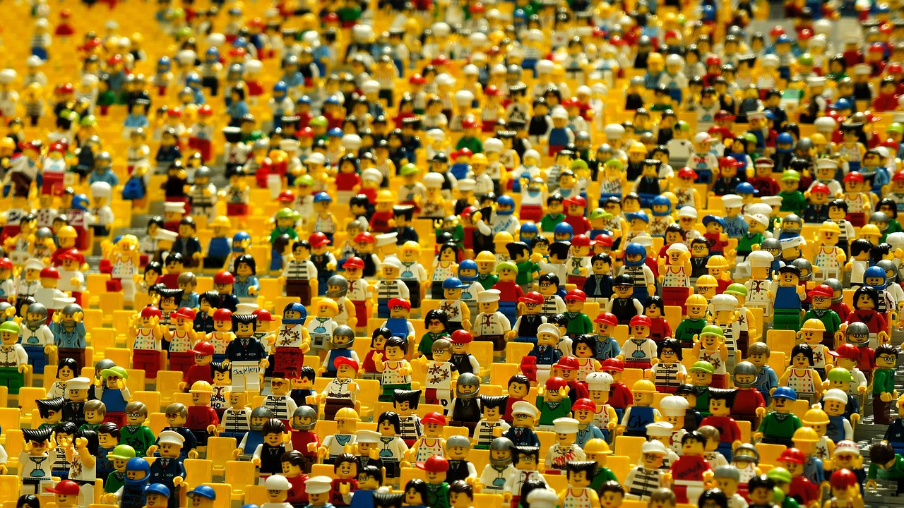 A crowd of lego figures