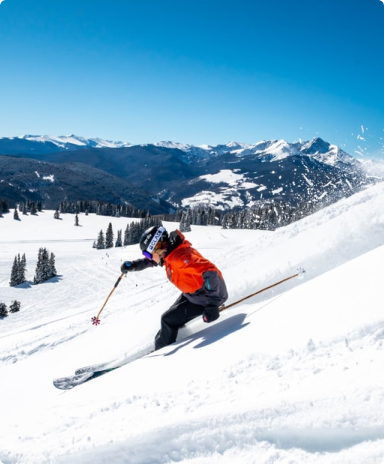 Woman skiing downhill